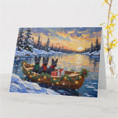 Scottish Terrier Christmas Boat Holiday カード (黄色い花)