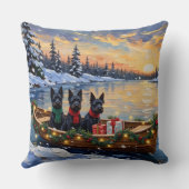Scottish Terrier Christmas Boat Holiday クッション (裏面)
