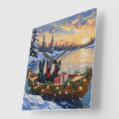 Scottish Terrier Christmas Boat Holiday スクエア壁時計 (傾斜)
