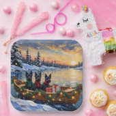 Scottish Terrier Christmas Boat Holiday ペーパープレート (パーティー)