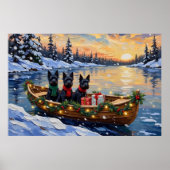 Scottish Terrier Christmas Boat Holiday ポスター (正面)