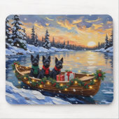 Scottish Terrier Christmas Boat Holiday マウスパッド (正面)
