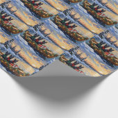 Scottish Terrier Christmas Boat Holiday ラッピングペーパー (角)