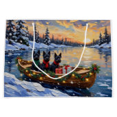 Scottish Terrier Christmas Boat Holiday ラージペーパーバッグ (正面)