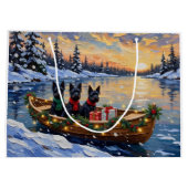 Scottish Terrier Christmas Boat Holiday ラージペーパーバッグ (裏面)