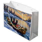 Scottish Terrier Christmas Boat Holiday ラージペーパーバッグ (裏面アングル)