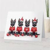 Scottish Terrier Christmas Dress Santa Hat カード (正面)
