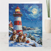 Scottish Terrier Christmas Lighthouse Holiday カード (正面)