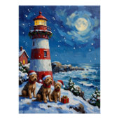 Scottish Terrier Christmas Lighthouse Holiday ポスター (正面)