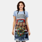 Scottish Terrier Christmas Red Truck Holiday エプロン (着用した状態)