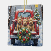 Scottish Terrier Christmas Red Truck Holiday セラミックオーナメント (左)