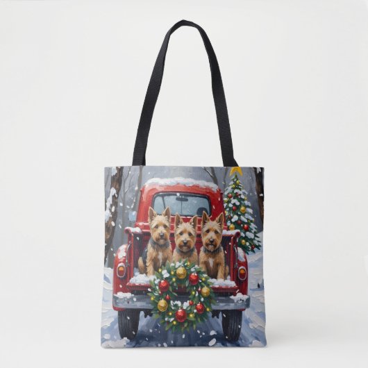 Scottish Terrier Christmas Red Truck Holiday トートバッグ (正面)