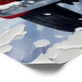 Scottish Terrier Christmas Red Truck Holiday ポスター (コーナー)