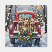 Scottish Terrier Christmas Red Truck Holiday マグネット (正面)
