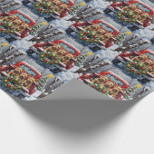 Scottish Terrier Christmas Red Truck Holiday ラッピングペーパー (角)
