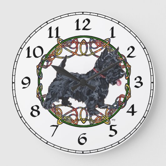 Scottish Terrier Clock ラージ壁時計 (正面)