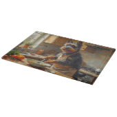 Scottish Terrier Cooking in Kitchen カッティングボード (角)