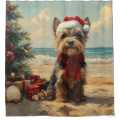 Scottish Terrier Dog Christmas Vintage Beach シャワーカーテン (正面)