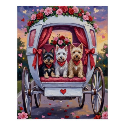 Scottish Terrier Dog Valentine's Day ポスター (正面)