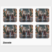 Scottish Terrier Dogs Christmas Snow Holiday スクエアシール (シート)