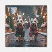 Scottish Terrier Dogs Christmas Snow Holiday マグネット (正面)