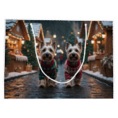 Scottish Terrier Dogs Christmas Snow Holiday ラージペーパーバッグ (裏面)