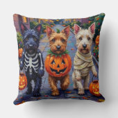 Scottish Terrier Dogs in Halloween Costumes クッション (裏面)