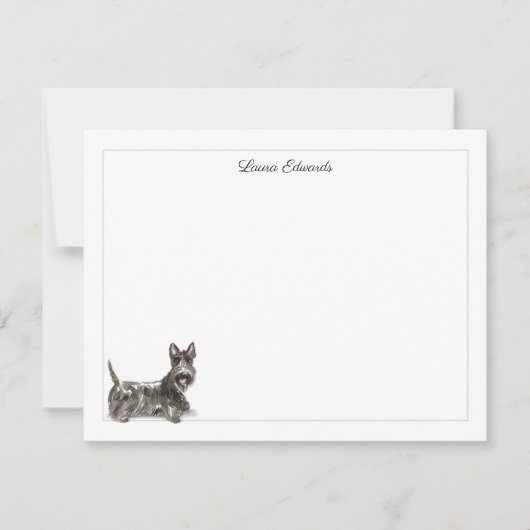 Scottish Terrier Gray Border Personalized ノートカード (正面)