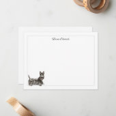Scottish Terrier Gray Border Personalized ノートカード (正面/裏面インサイチュ)