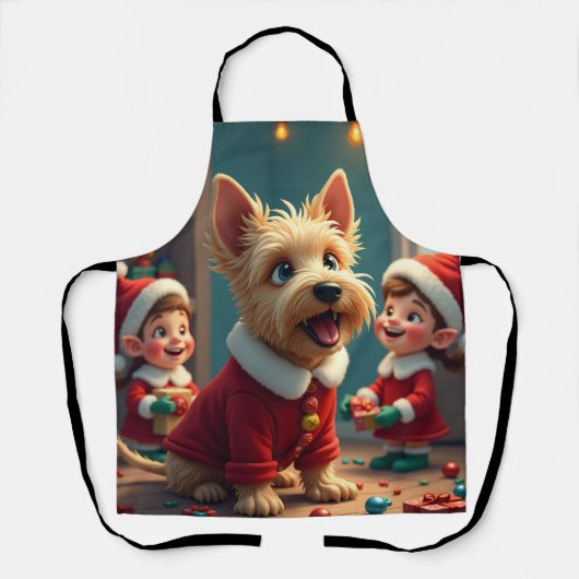 Scottish Terrier Helping Santa’s Elves Christmas エプロン (正面)