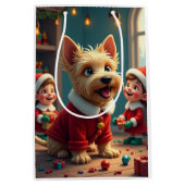 Scottish Terrier Helping Santa’s Elves Christmas ミディアムペーパーバッグ (正面)