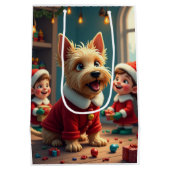 Scottish Terrier Helping Santa’s Elves Christmas ミディアムペーパーバッグ (裏面)