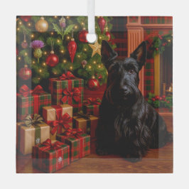 Scottish Terrier Holiday ガラスオーナメント
