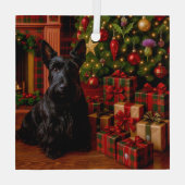 Scottish Terrier Holiday ガラスオーナメント (裏面)
