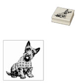 Scottish Terrier in a plaid coat - rubber stamp ラバースタンプ (押印)