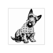 Scottish Terrier in a plaid coat - rubber stamp ラバースタンプ (インプリント)