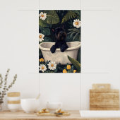 Scottish Terrier In Bathtub Poster, Funny Dog ポスター (キッチン)