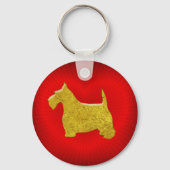 Scottish Terrier in Gold on Heart キーホルダー (裏面)