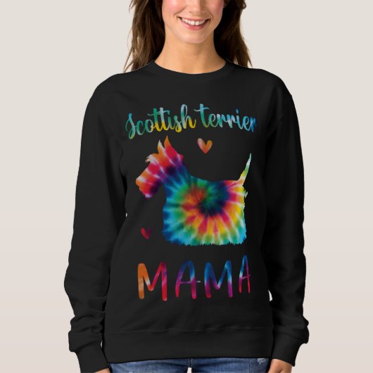 Scottish Terrier Mama Tie Dye Dog Mom Mothers Day スウェットシャツ (正面)