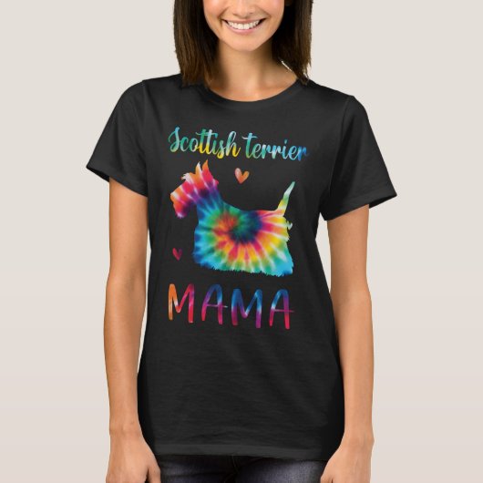 Scottish Terrier Mama Tie Dye Dog Mom Mothers Day Tシャツ (正面)