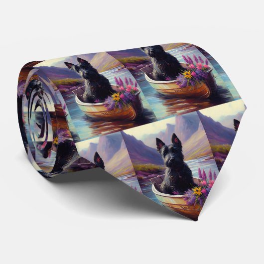 Scottish Terrier on a Paddle: A Scenic Adventure ネクタイ (ロール)