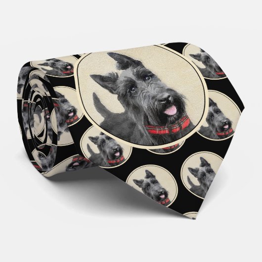 Scottish Terrier Painting - Cute Original Dog Art ネクタイ (ロール)