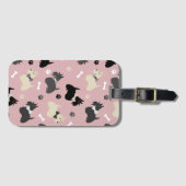 Scottish Terrier Paws and Bones Pink ラゲッジタグ (正面横)