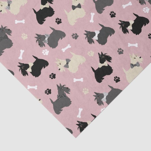 Scottish Terrier Paws and Bones Pink 薄葉紙 (詳細)