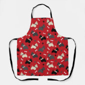 Scottish Terrier Paws and Bones Red エプロン (正面)