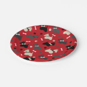 Scottish Terrier Paws and Bones Red ペーパープレート (アングル)