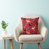 Scottish Terrier Paws and Bones Red Throw Pillow クッション (椅子)