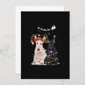 Scottish Terrier Reindeer Santa Hat Xmas Lights Ch 招待状 (正面/裏面)