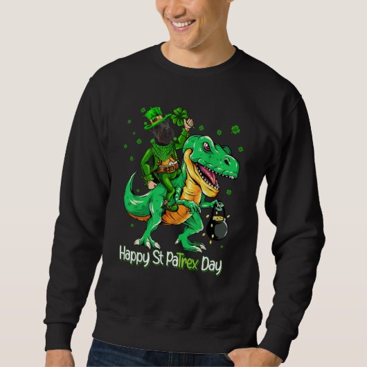 Scottish Terrier Riding Dinosaur Patricks Day Sham スウェットシャツ (正面)