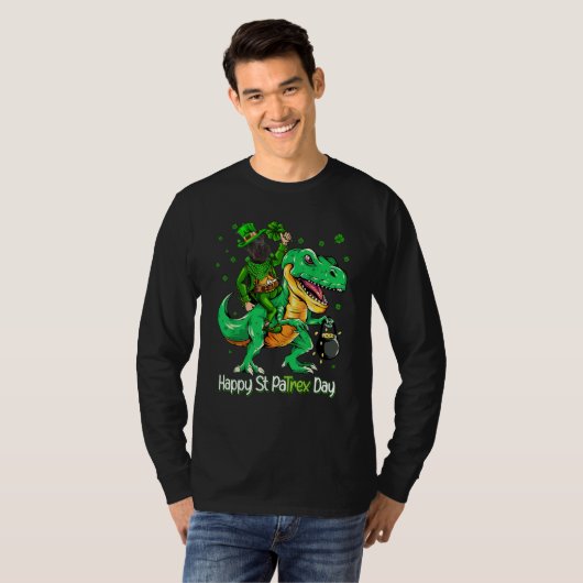 Scottish Terrier Riding Dinosaur Patricks Day Sham Tシャツ (正面フル)